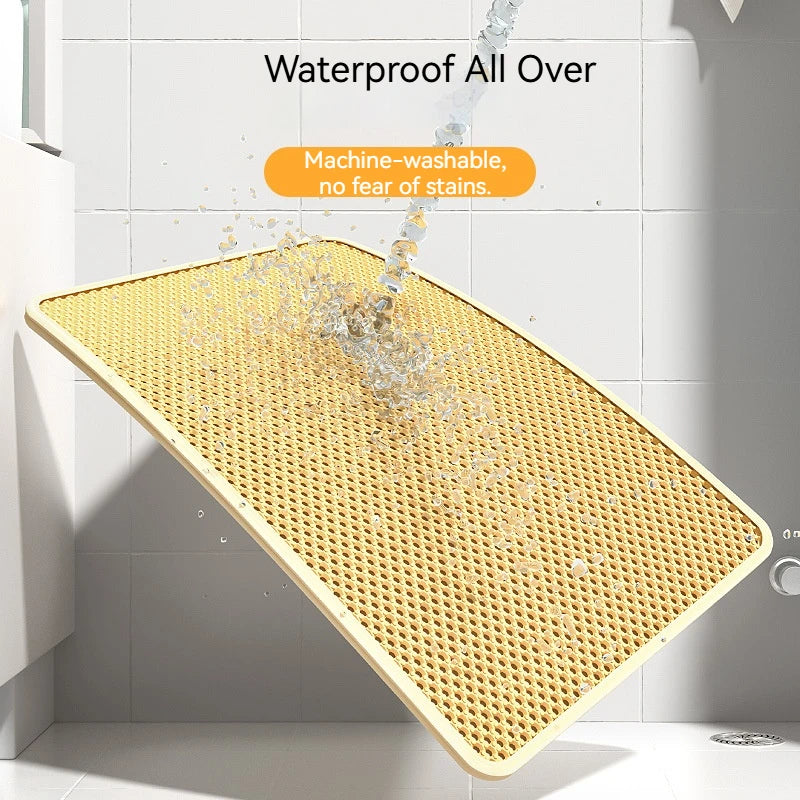 Double Layer Cat Litter Mat Anti-Scatter Litter Trapping Pad Prevents Litter Spilling Keep Floor Clean for Cat Litter Box