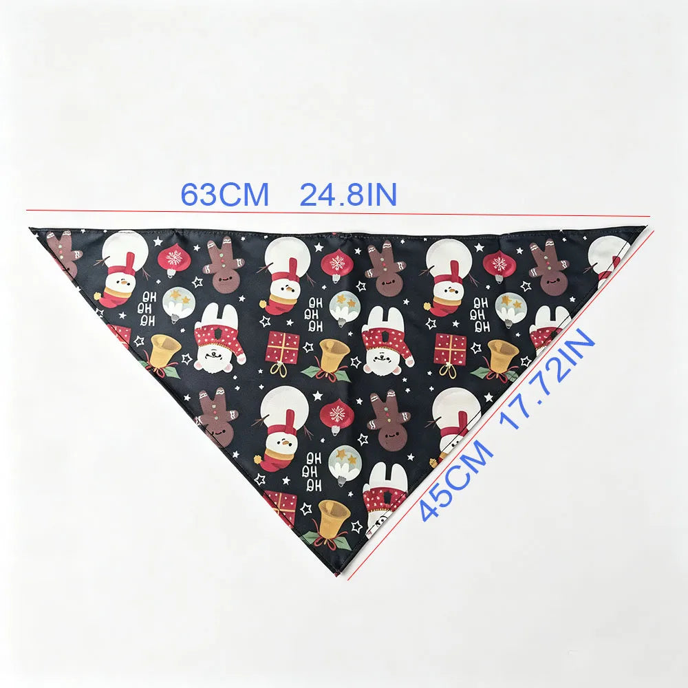 2 PCS Christmas Pet Bandana Set, Dog Holiday Scarf, Xmas Triangle Bib, Cute Puppy Costume Accessories for Teddy Golden Retriever