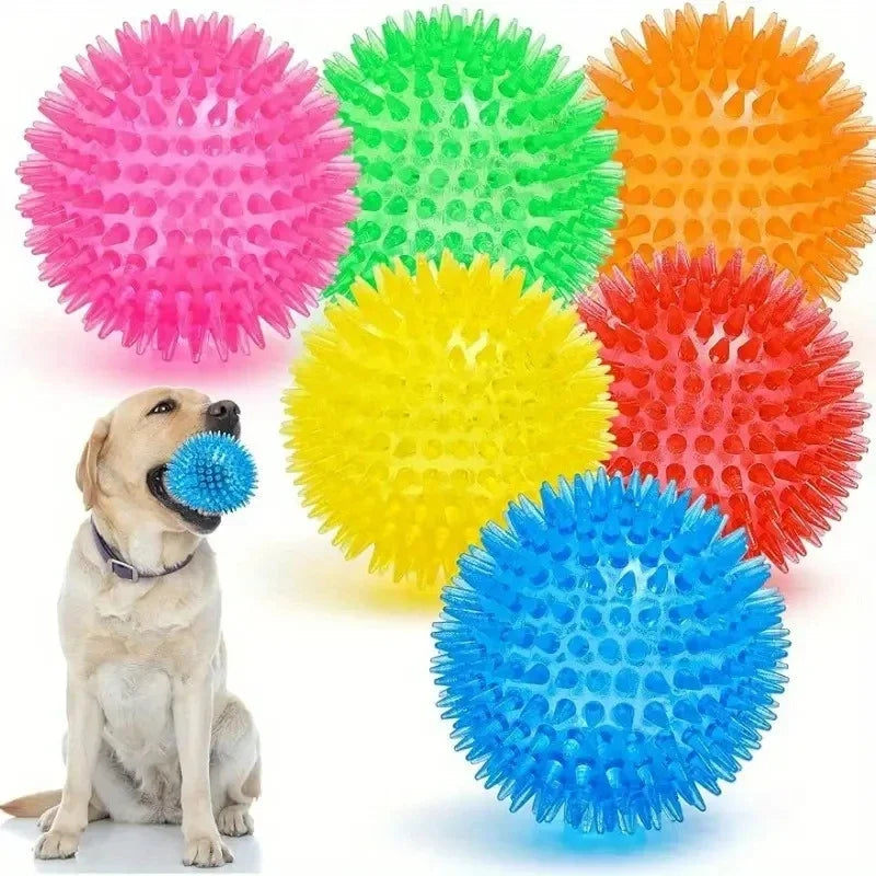6 Pieces Durable Dog Rubber Toys Chew Play Squeaky Balls for Teeth Cleaning and Training Safe and  Free for Small and Medium Dog