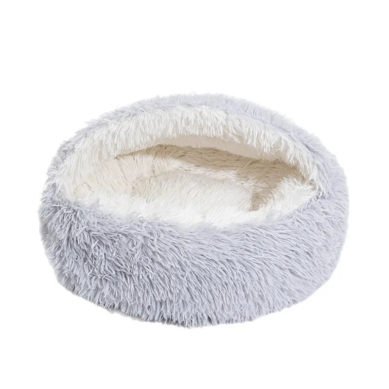 Winter Warm Cat Bed Shell Shape Closed Security Nest Soft Plush Pet House for Cats and Small Dogs