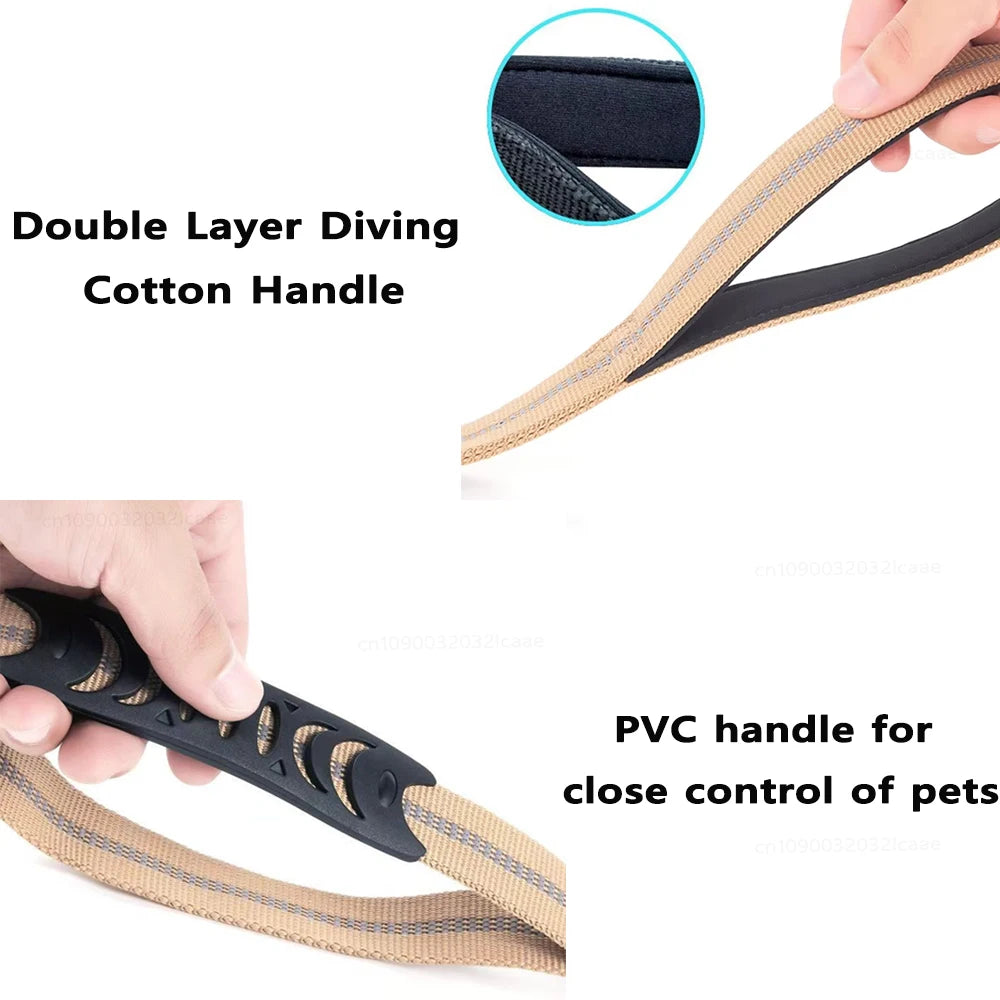Heavy Duty Dog Leash with Traffic Handle and Comfortable Padded Handles Reflective Leash for Medium Large Dogs