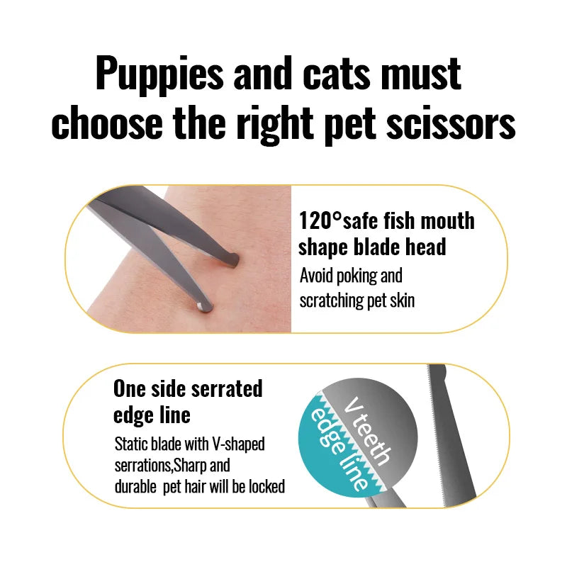 Fenice High Quality 4.5 inch Dog Cat Safely Round Tips Top Grooming Small Scissors Tool for Pet Eyes/Face/Foot/Nose
