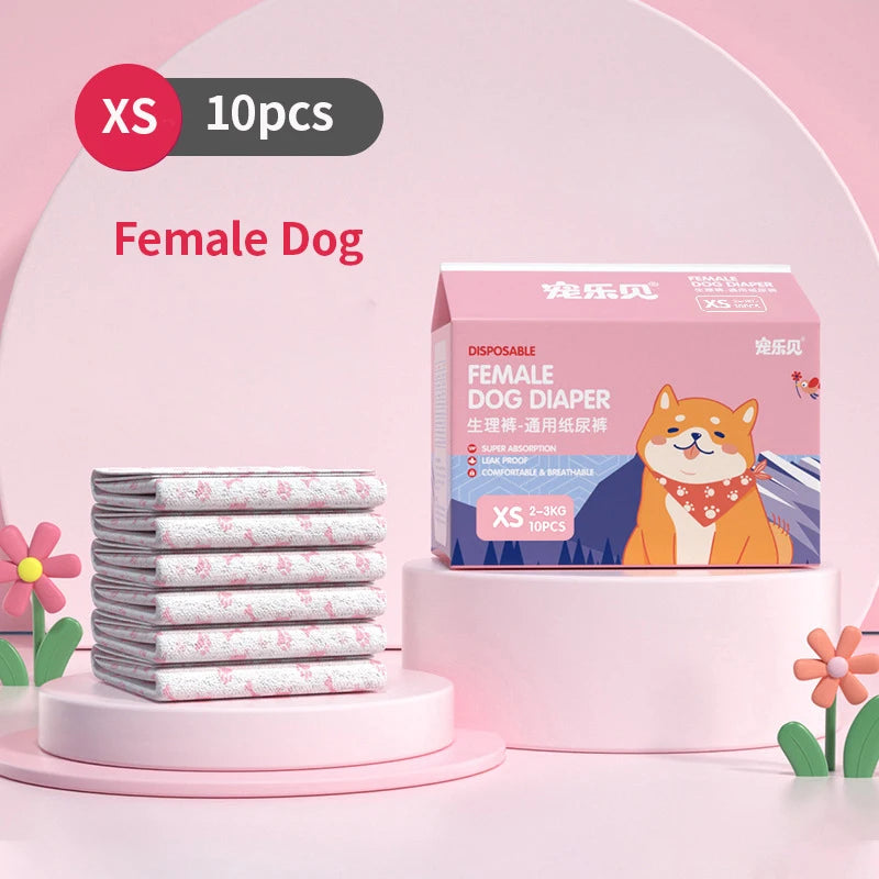 Female Dog Diaper Super Absorption Pet Menstrual Physiological Pants Leakproof Nappies Pants Breathable Puppy Short Dog Supplies