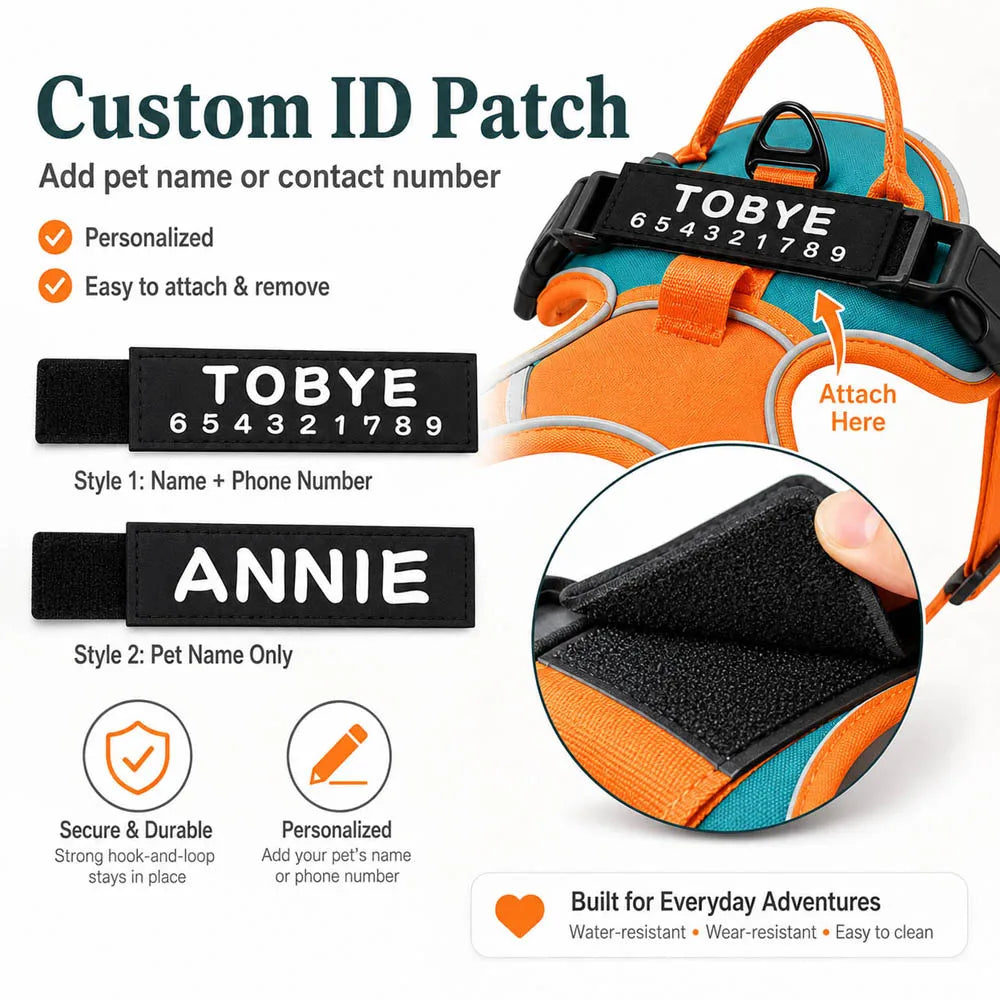 Nylon Adjustable Dog Harness Personalized Dog Harness Vest Reflective Breathable Pet Harness Leash For Small Medium Large Dogs