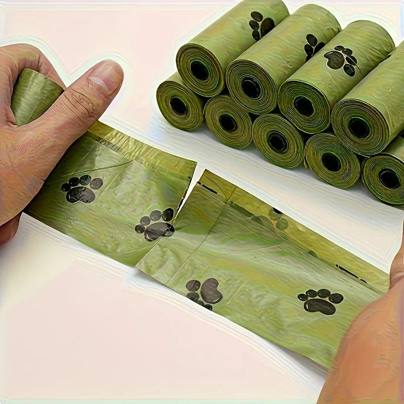 15 Rolls / 300 Pet Waste Bags – Thick, Leak-Proof Dog & Cat Poop Bags with Paw Print Design – Durable Plastic Bags for Pet Cleanup and Outdoor Use