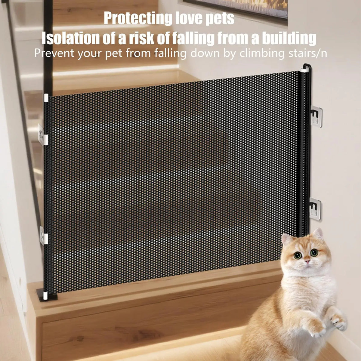 Indoor Retractable Pet Safety Gate Baby Barrier Plastic Mesh Fence Stair Barrier for Dog Kitten Prevent Crawl