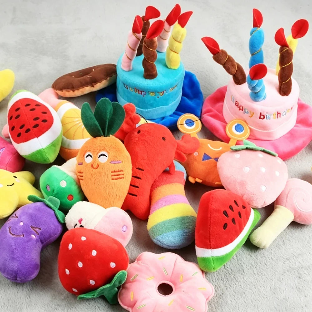 12 Pack Squeaky Dog Plush Toys Random Mixed Stuffed Chew Toys Interactive Teething Soft Pet Toy Set for Small Medium Dogs