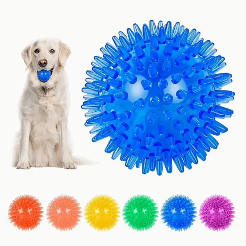 6 Pieces Durable Dog Rubber Toys Chew Play Squeaky Balls for Teeth Cleaning and Training Safe and  Free for Small and Medium Dog