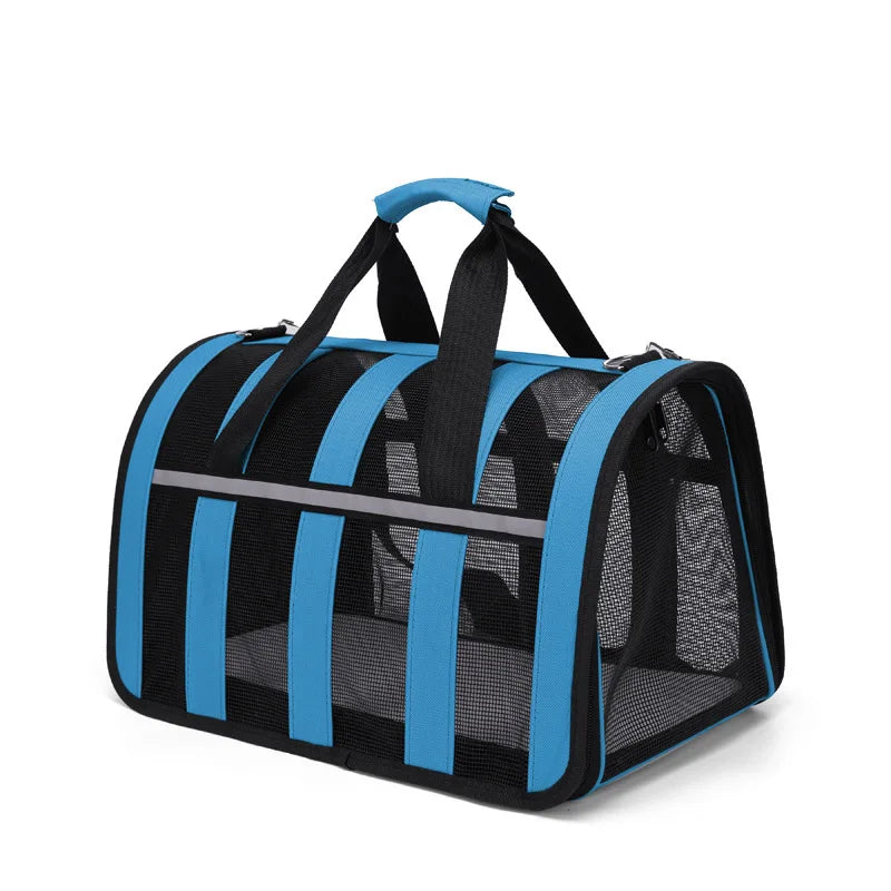 Stylish Breathable Pet Carrier, Dual Use Crossbody & Handheld Travel Cage, Portable Backpack for Cats & Small Dogs