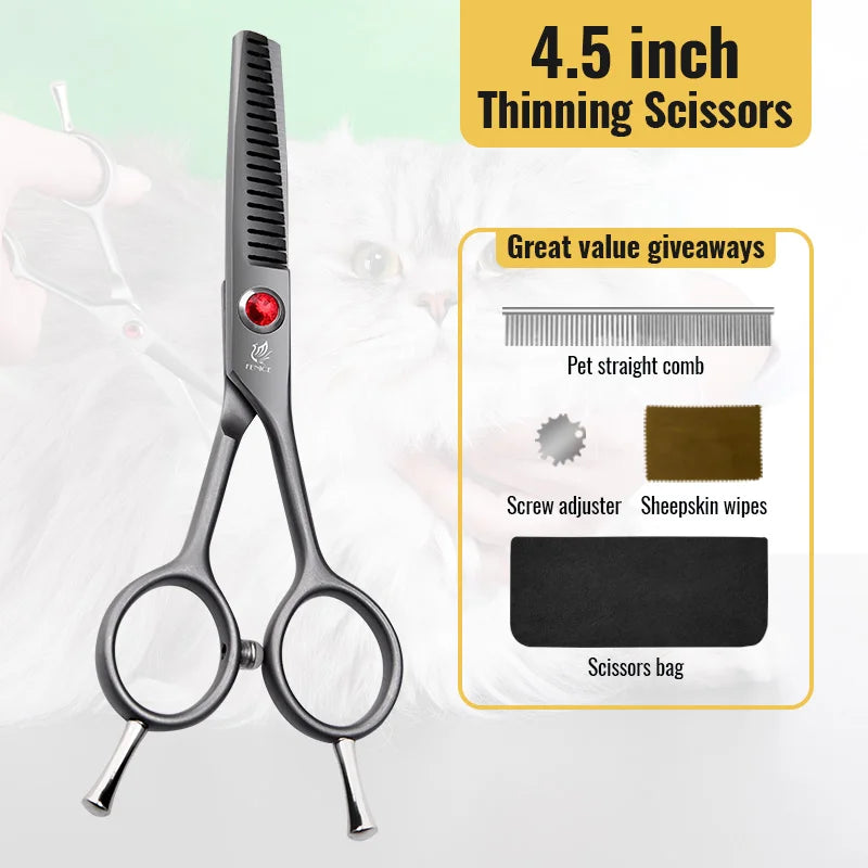 Fenice High Quality 4.5 inch Dog Cat Safely Round Tips Top Grooming Small Scissors Tool for Pet Eyes/Face/Foot/Nose
