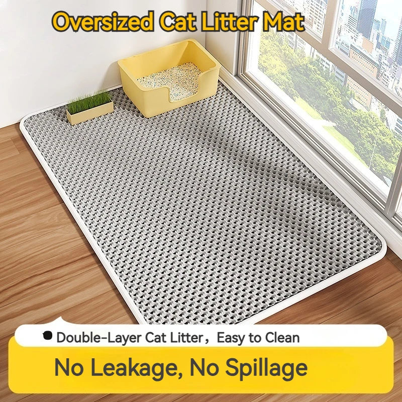 Cat Litter Mat Double Layer Anti-Scatter Litter Trapping Pad Prevents Spilling Keeps Floor Clean Compatible with Cat Litter Box