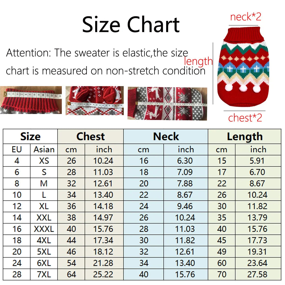 Christmas Vintage Dog Sweaters Holiday Reindeer Red Heart Style Dog Clothes New Year Soft Puppy Sweaters Warm Pet Sweaters for S
