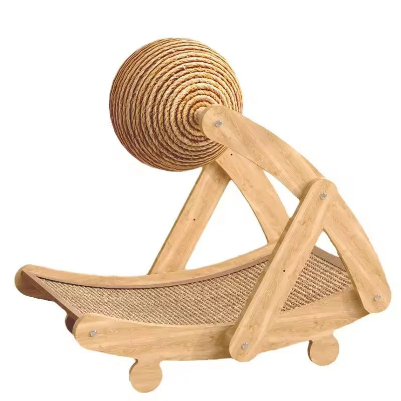 Wooden 2-in-1 Cat Scratcher, Ferris Wheel Vertical Scratching Ball, Sisal Ball, Honeycomb Grab Board, Wear-Resistant,Pet Toy