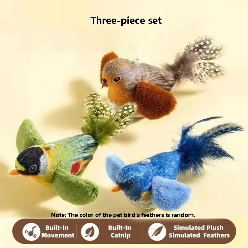 1-3Pcs The pet cat toy emulates the sound bird to amuse the cat elastic rope to relieve boredom and resist scratching and biting