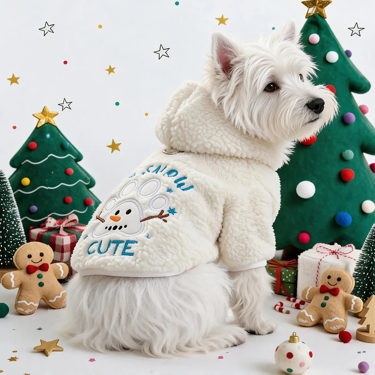 Cute Warm Plush Christmas Themed Pet Hoodies for Small Dogs Puppies Winter Cold Weather Festive Stylish Pet Clothes