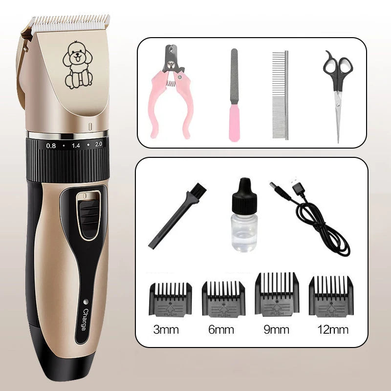 Professional Pet Hair Trimmer for Dogs Cats Rabbits, Rechargeable Grooming Clipper Ceramic Blade Low Noise Hair Cutting Tool