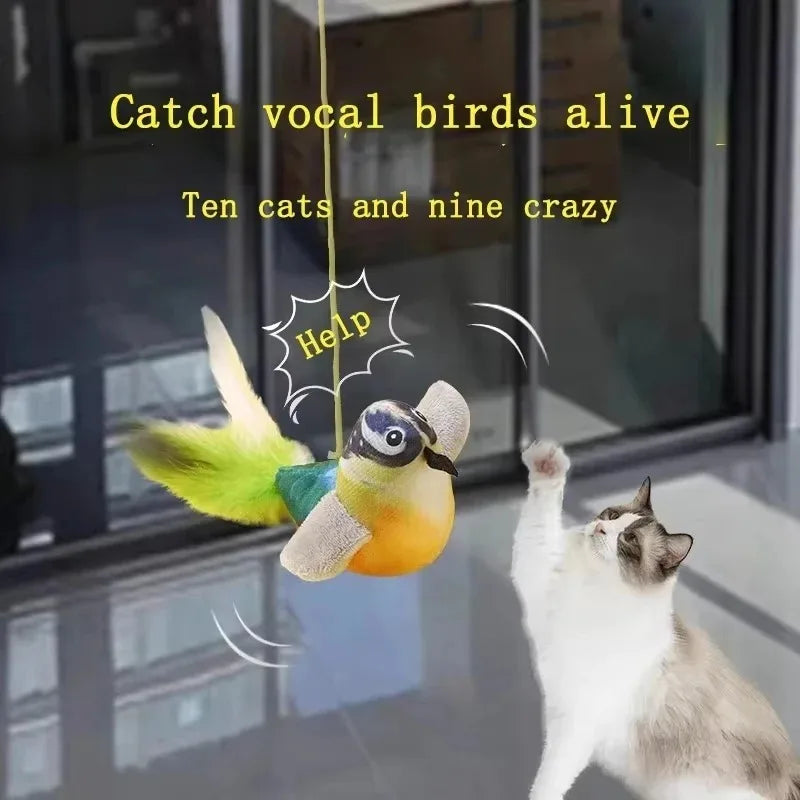 1-3Pcs The pet cat toy emulates the sound bird to amuse the cat elastic rope to relieve boredom and resist scratching and biting