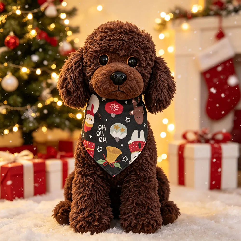 2 PCS Christmas Pet Bandana Set, Dog Holiday Scarf, Xmas Triangle Bib, Cute Puppy Costume Accessories for Teddy Golden Retriever