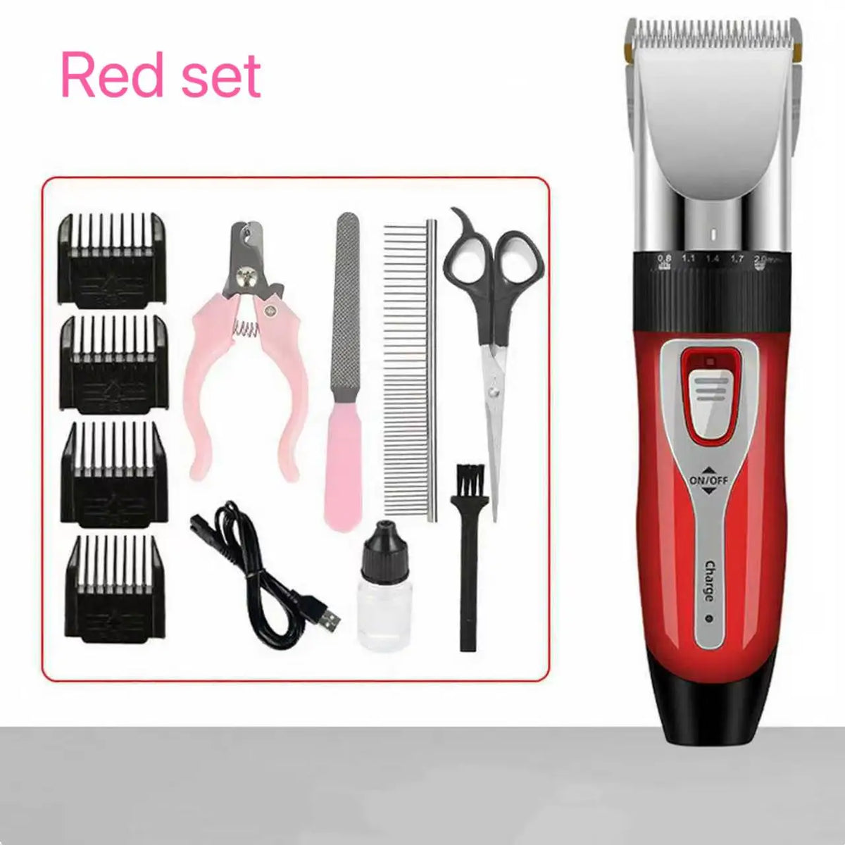 Professional Pet Hair Trimmer for Dogs Cats Rabbits, Rechargeable Grooming Clipper Ceramic Blade Low Noise Hair Cutting Tool