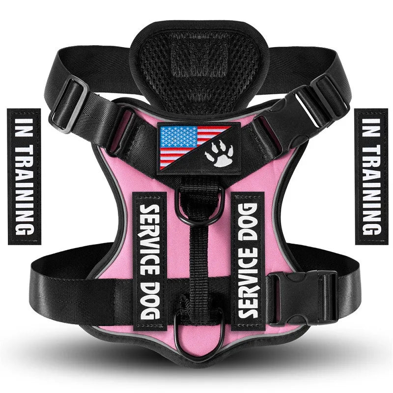 Oxford Working Dog Harness Reflective Medium Large Dog Vest Harness with 5 PCS Patches WD Harness Pet Dog Accessories