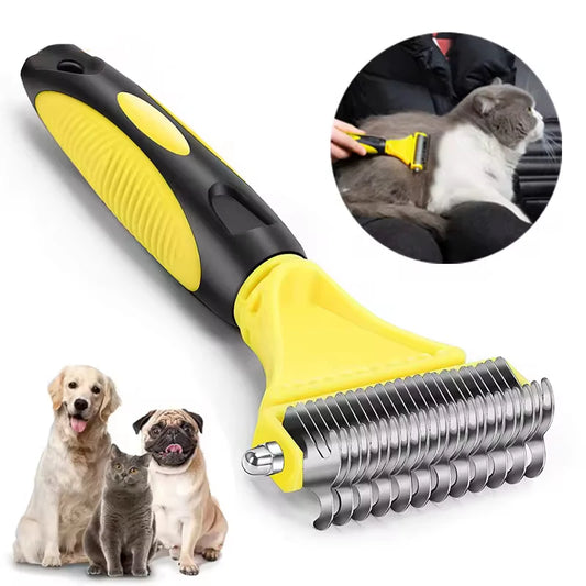Pet Comb and Grooming Brush Two-Sided Cat Hair Brush Undercoat Rake Comb for Dog Cat Remove Knots Tangles Pet Hair Comb Artifact
