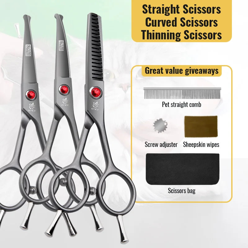 Fenice High Quality 4.5 inch Dog Cat Safely Round Tips Top Grooming Small Scissors Tool for Pet Eyes/Face/Foot/Nose