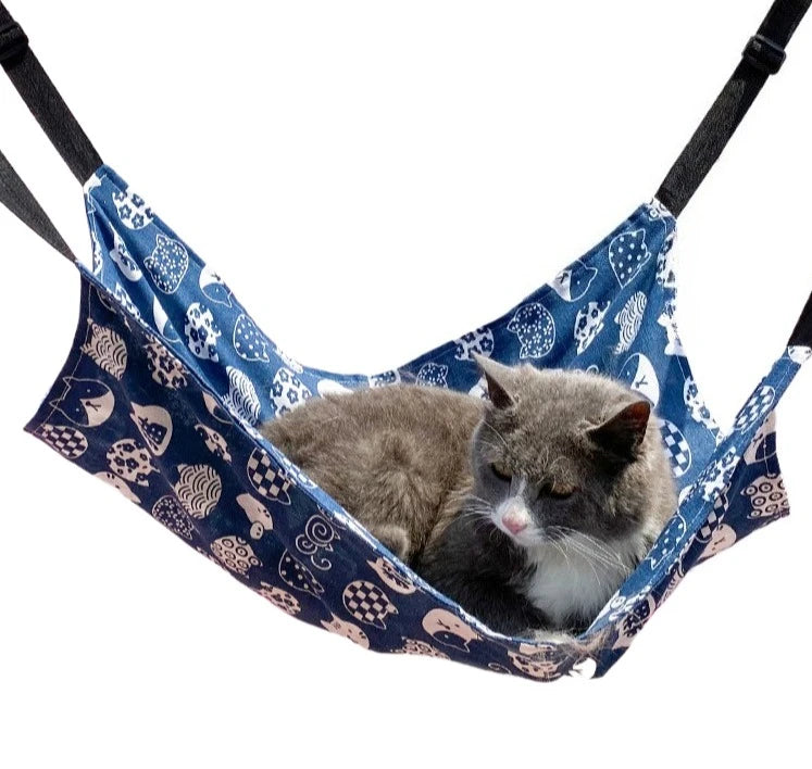 Cat Hanging Hammock, Breathable Hanging Pet Bed Cat Hammock Bed with 4 Metal Hooks for Cats Rabbits Hamsters Cat Mats Supplies