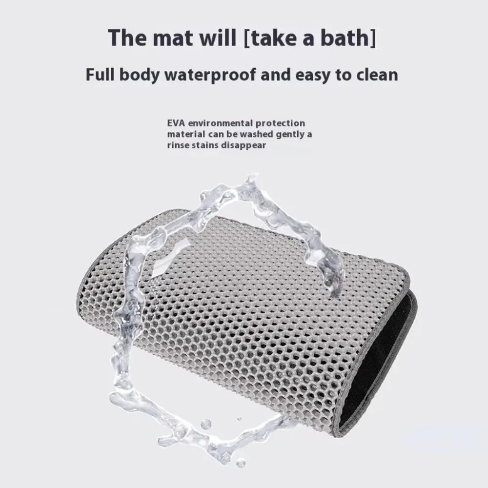 90X60CM Double Layer Cat Litter Mat Waterproof Nonslip Washable Sand Trapping Pet Toilet Mat for Home Cat Cleanliness