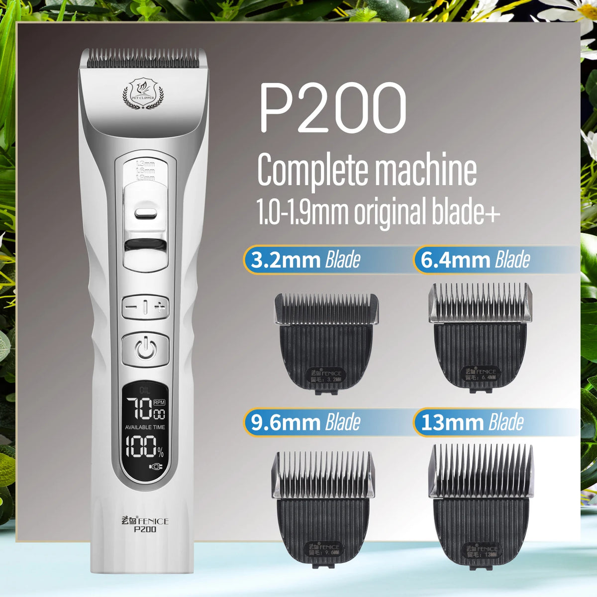 Fenice Dog Hair Cutting Machine Clippers Grooming Pet Animals Haircut Trimmer Shaver Set Pets Cordless Rechargeable Professional