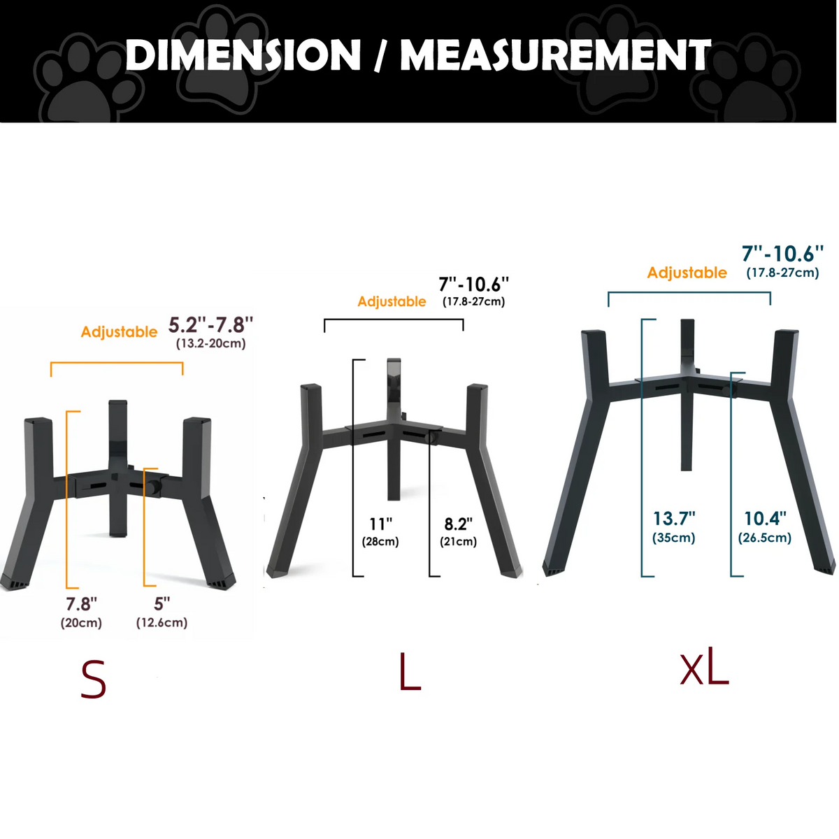 Metal Adjustable Width Raised Dog Bowl Stand for Extra Large Dogs ,Dog food bowl,Elevated Dog Bowls Holder(Bowl Not Included)