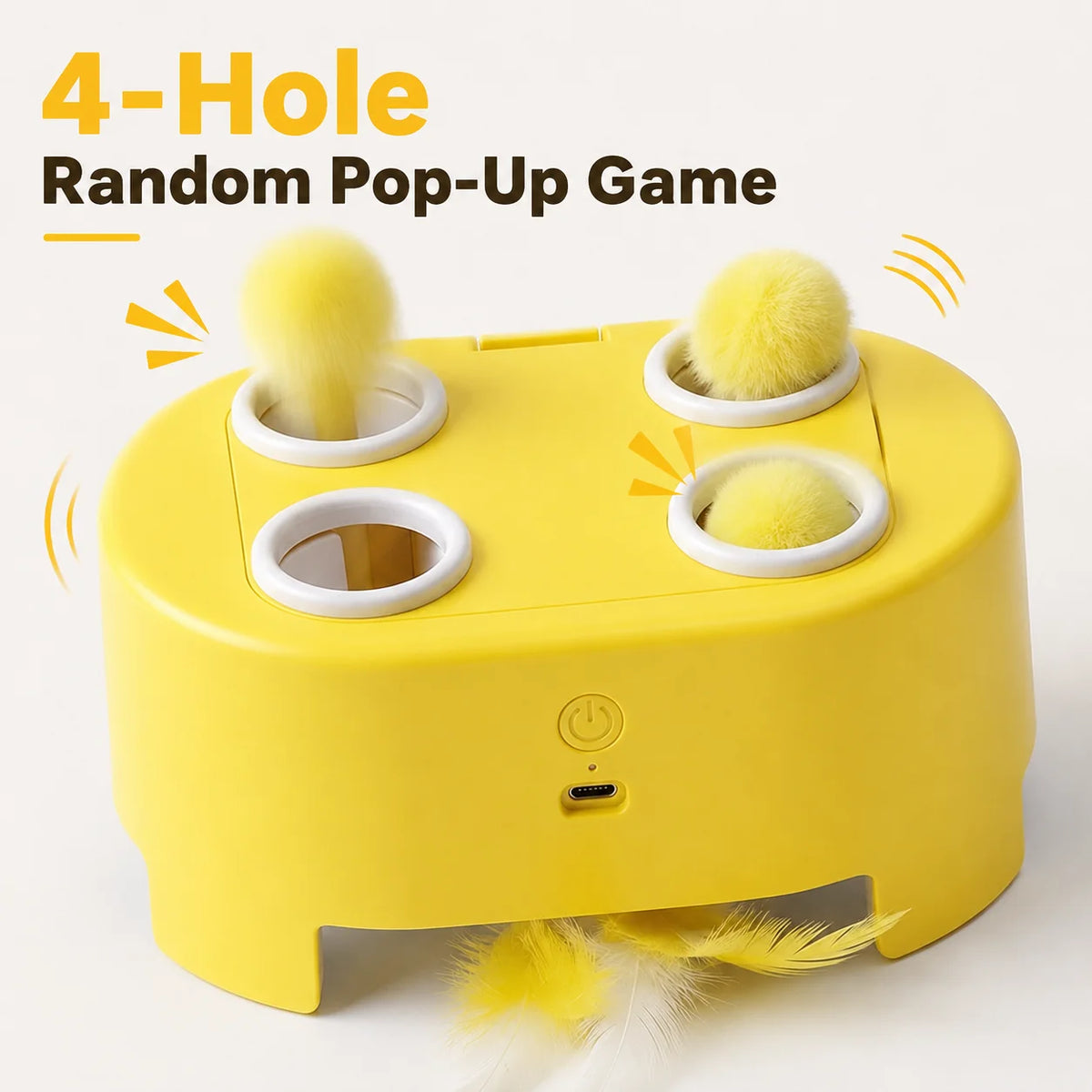 Automatic Whack‑a‑Mole Cat Toy Rechargeable Interactive Kitten Toy Replaceable Feather Ball Indoor Self‑Play Relieve Boredom