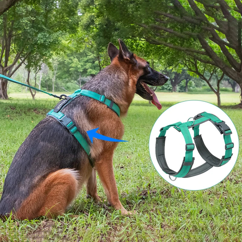Comfortable Adjustable H-Shaped Large Dog Harness Washable Nylon Nighttime Reflective No Pull Pet Vest Harness Arnés Para Perros