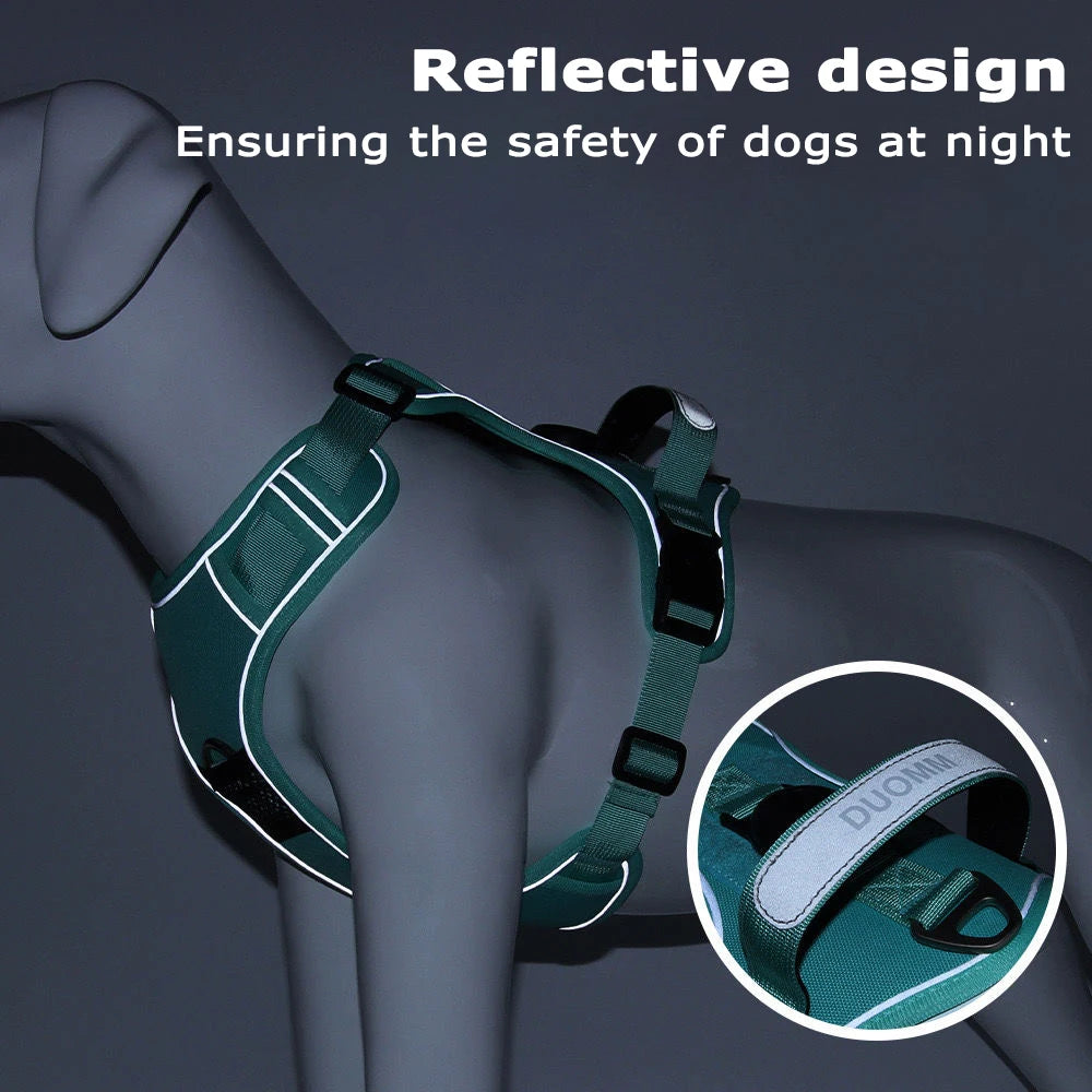 Dog Harness with Airtag Holder and Leash Set-Premium Oxford Breathable Material Durable Reflective Dog Harness and Leash Set