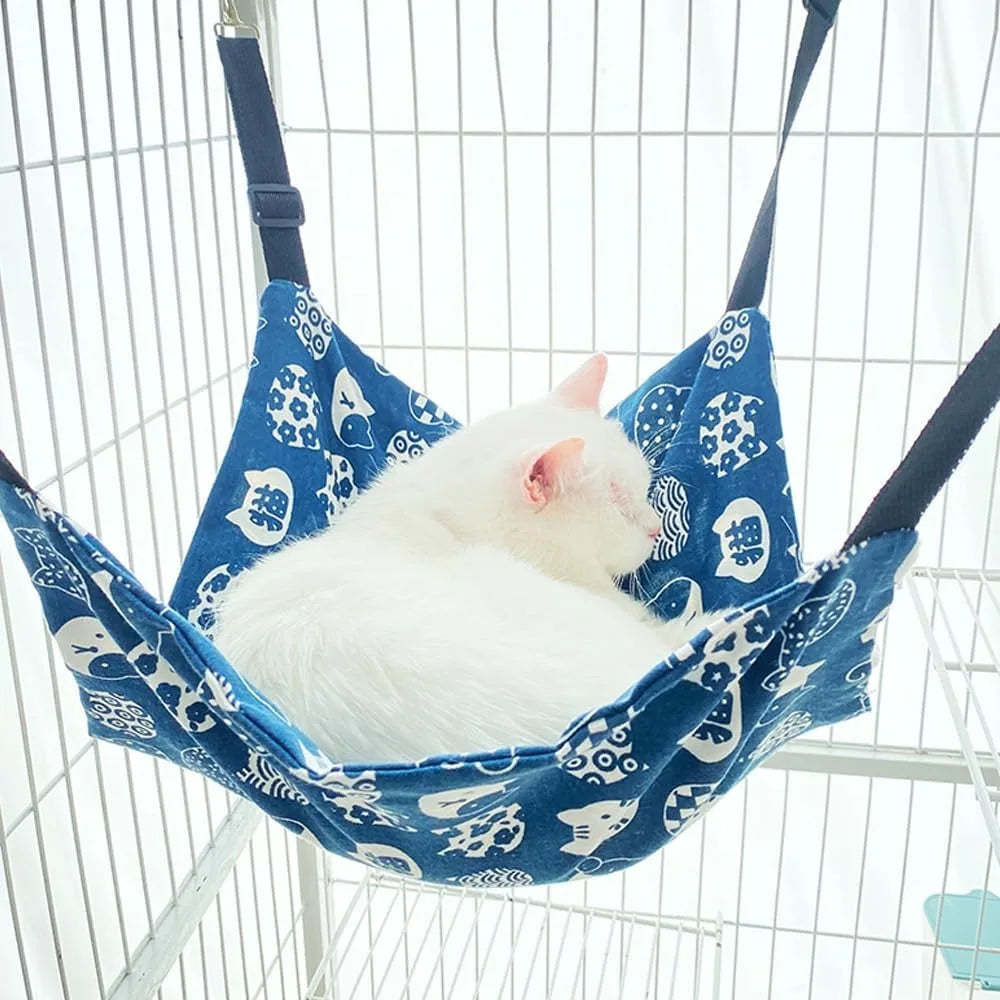 Cat Hanging Hammock, Breathable Hanging Pet Bed Cat Hammock Bed with 4 Metal Hooks for Cats Rabbits Hamsters Cat Mats Supplies