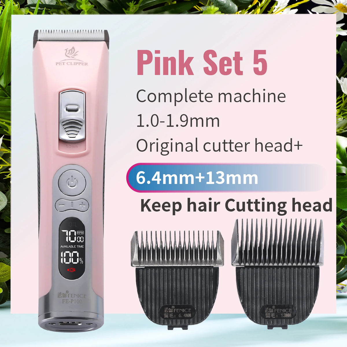 Fenice Electrical Pet Clipper Machine Dog Hair Clippers Grooming Animals Haircut Trimmer Shaver Set Pets Cordless Rechargeable