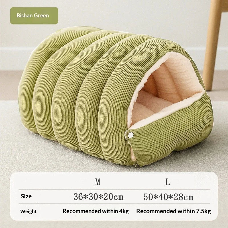 Winter Thermal Plush Cat Bed Winter Warm Enclosed House with Removable Washable Cover for Cats Small Pets Anxiety Relief ﻿