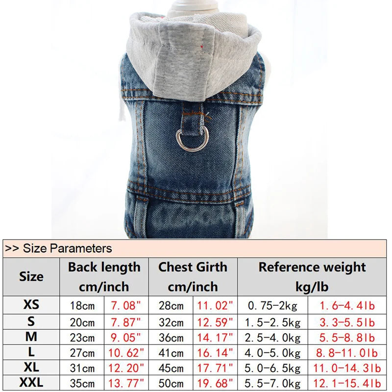 Small Dog Clothes Gray Knitted Hoodie Puppy Spring Clothing Blue/Black Jean Vest for Boys Pet Soft Denim Fabric Sleeveless Shirt