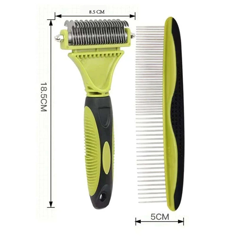 Pet Comb and Grooming Brush Two-Sided Cat Hair Brush Undercoat Rake Comb for Dog Cat Remove Knots Tangles Pet Hair Comb Artifact