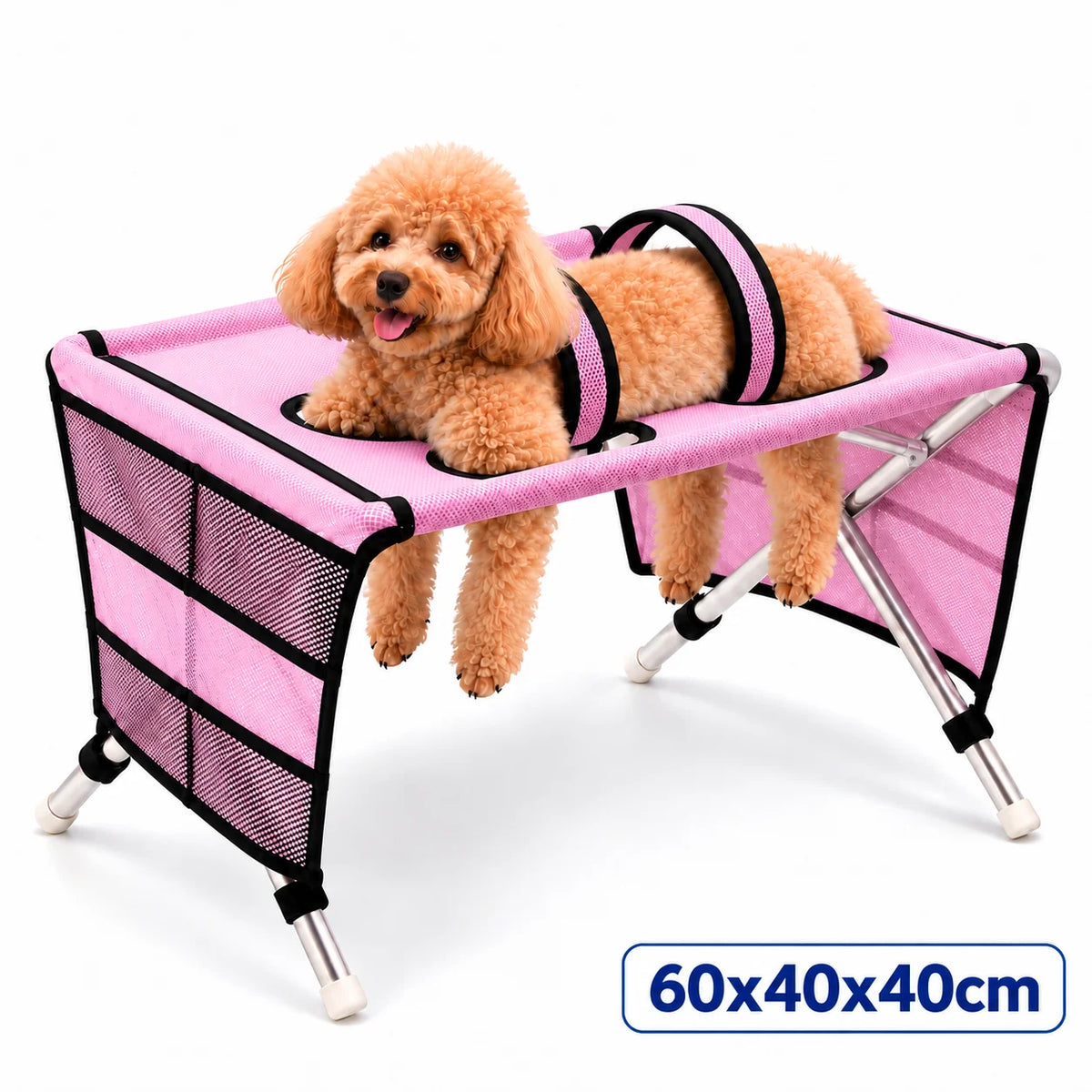 Pet Grooming Hammock Stand Foldable Dog Cat Nail Trimming Helper Mesh Bathing Drying Table for Small Pets