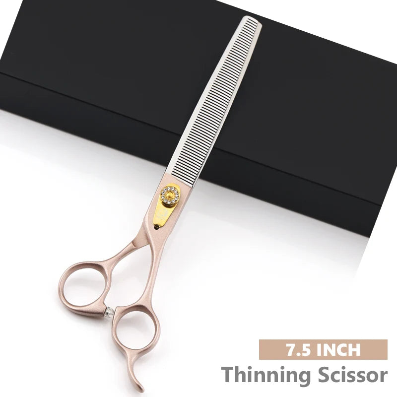 FIRELION 7.0/7.5 Inch 440C Steel Dog Curved Scissors Pet Grooming Scissors Set  Professional Cutting/Thinning/Chunker Shears