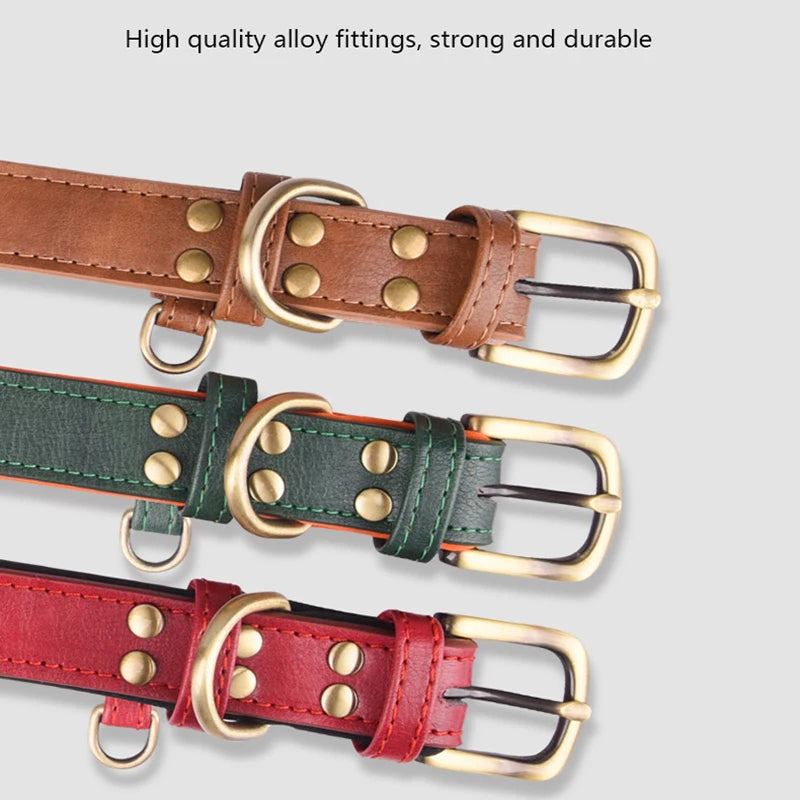 Leather Dog Collar Padded Pet Collars Adjustable Dog Collar Strong& Durable For Small Medium Dogs Pet Shop Bulldog Bull Terrier