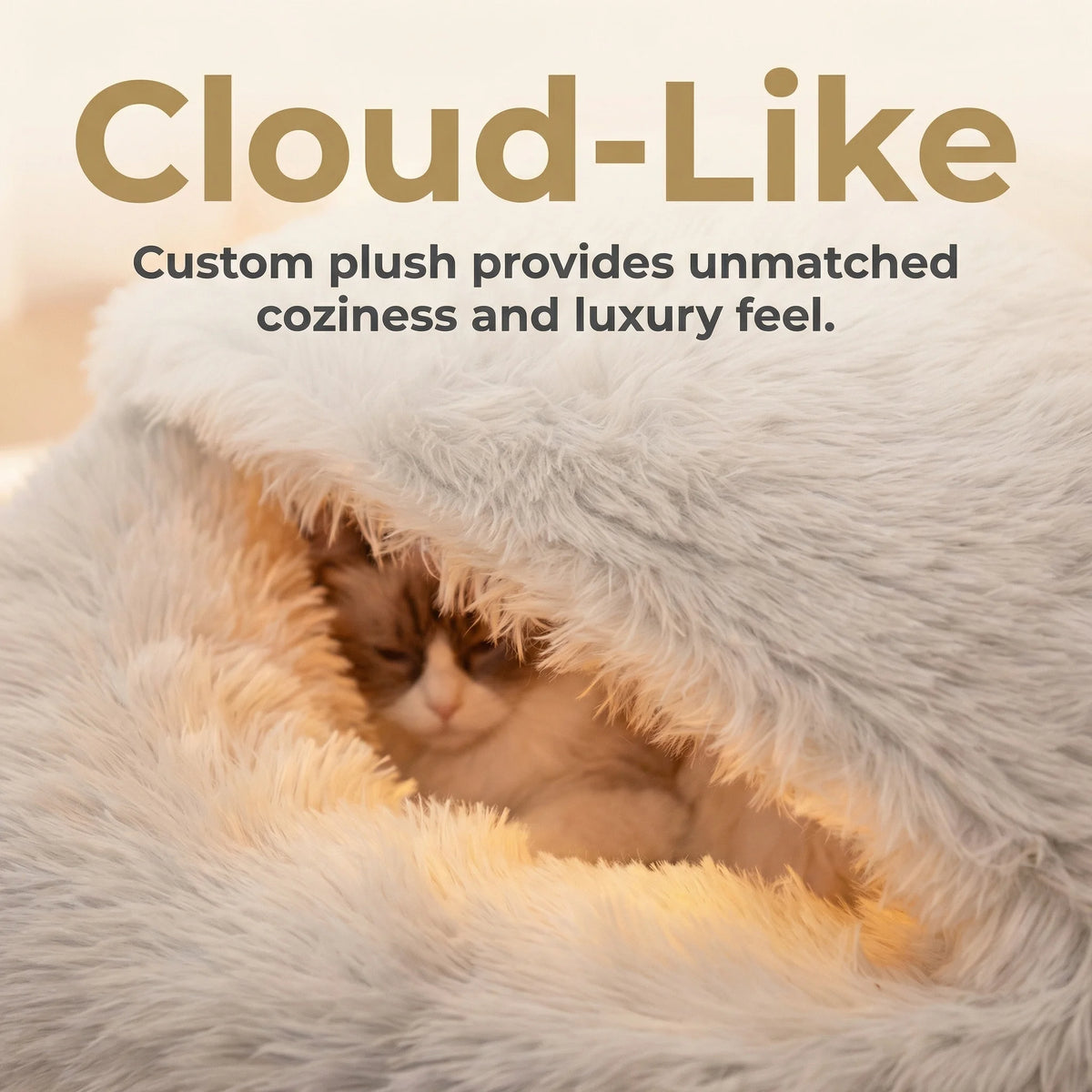 Winter Warm Cat Bed Shell Shape Closed Security Nest Soft Plush Pet House for Cats and Small Dogs