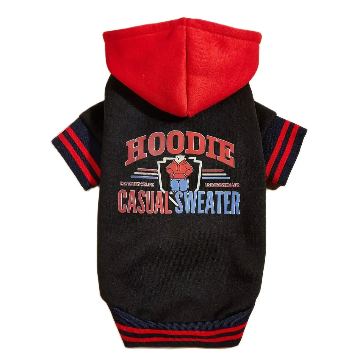 Pet clothes dog dog cat with hat jacket warm and comfortable clothes with bear letter pattern black and red new one