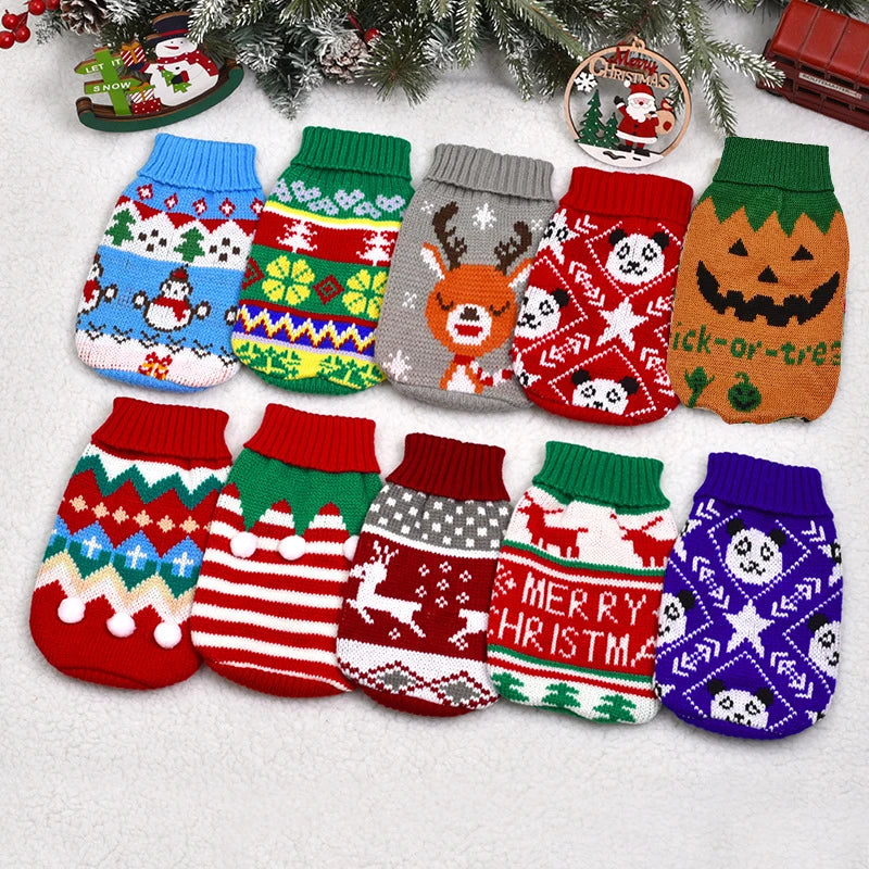 Knitted Puppy Cat Coat Chihuahua French Bulldogs Yorkie Customes Warm Pet Dog Sweater Winter Dog Clothes for Small Medium Dogs
