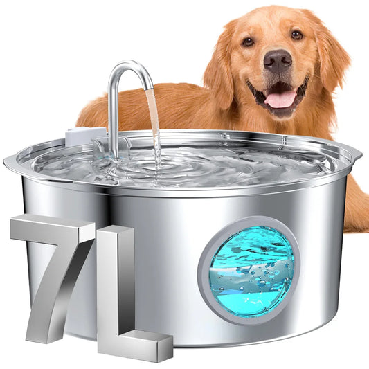 Large Dog Water Fountain, Stainless Steel Ultra-Quiet Dog Water Fountain for Large Dogs, Cats and Multi-Pet Homes