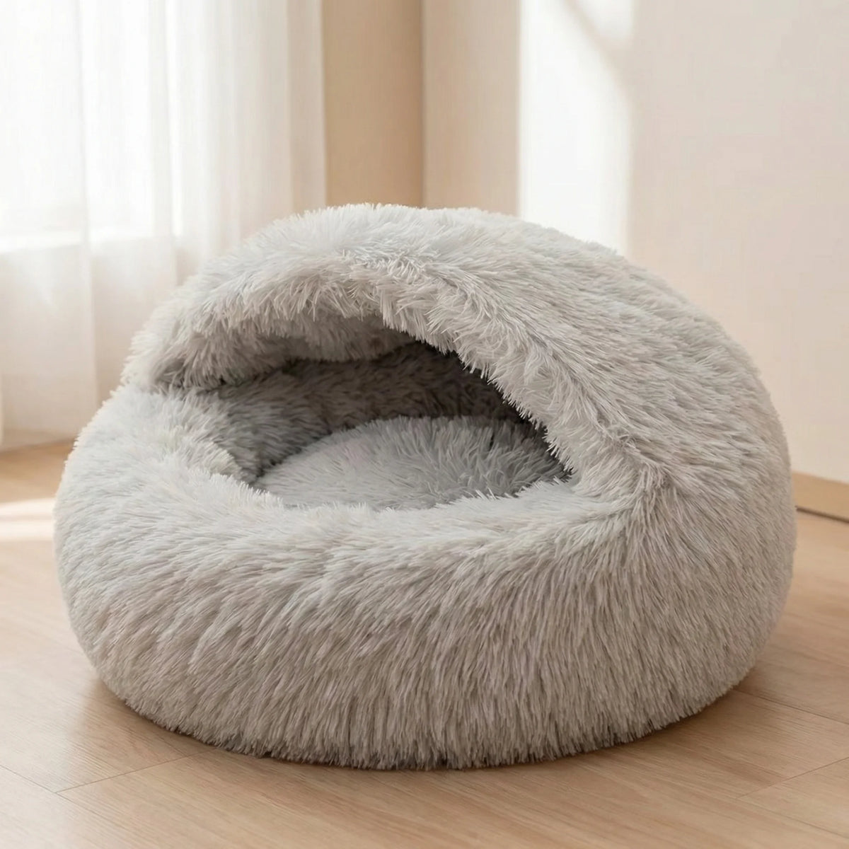 Winter Warm Cat Bed Shell Shape Closed Security Nest Soft Plush Pet House for Cats and Small Dogs
