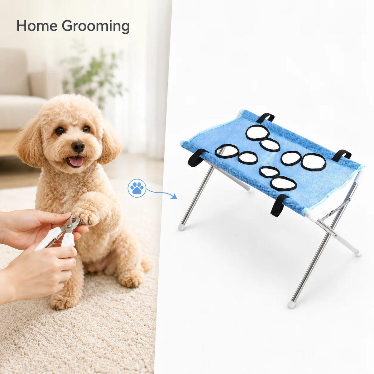Pet Grooming Hammock Stand Foldable Dog Cat Nail Trimming Helper Mesh Bathing Drying Table for Small Pets