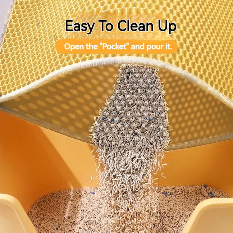 Cat Litter Mat Double Layer Anti-Scatter Litter Trapping Pad Prevents Spilling Keeps Floor Clean Compatible with Cat Litter Box