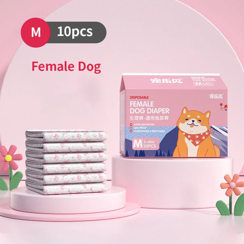 Female Dog Diaper Super Absorption Pet Menstrual Physiological Pants Leakproof Nappies Pants Breathable Puppy Short Dog Supplies