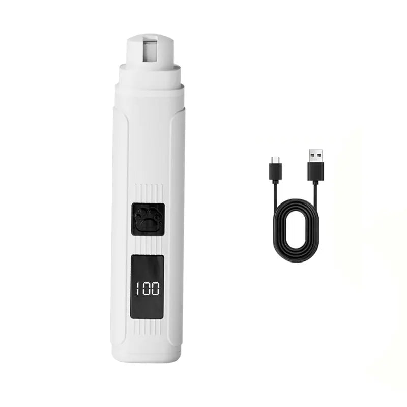 Silent Pet Nail Grinder for Dogs Cats USB Rechargeable Electric Claw Trimmer with LED Light 2 Speed Diamond Wheel